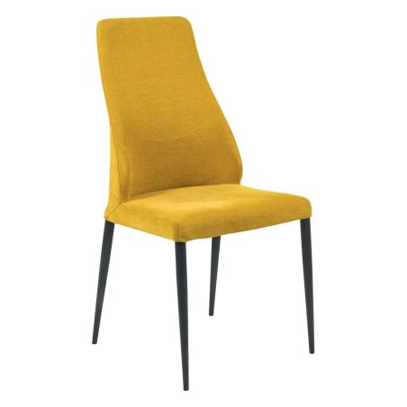 Chaise de séjour italienne moderne en tissu jaune et métal - Mathilde