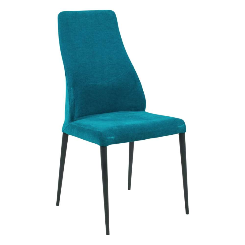 Chaise de salle à manger italienne moderne en tissu turquoise 68 Mystic et métal - Mathilde