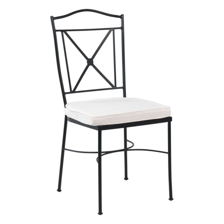 Chaise provençale en acier avec coussin blanc - Pisa