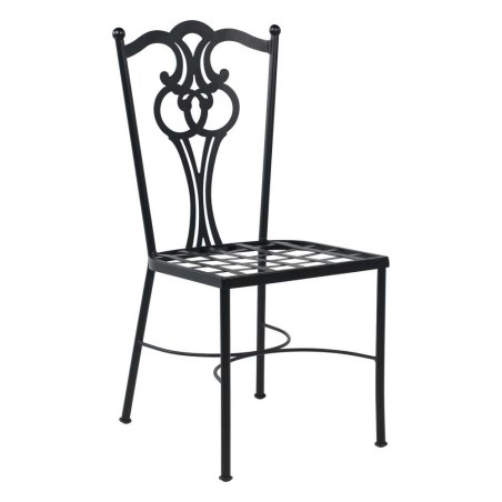 Chaise provençale en métal noir avec coussin blanc - Viena