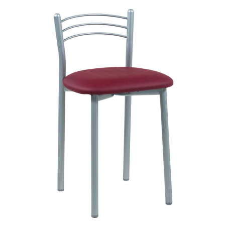 Tabouret bas de cuisine rembourré assise synthétique violet aubergine Valencia et structure métal - Marta