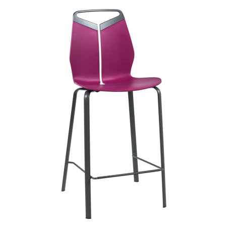 Tabouret snack design coque polypropylène fuchsia 56 pieds en métal - Gripp