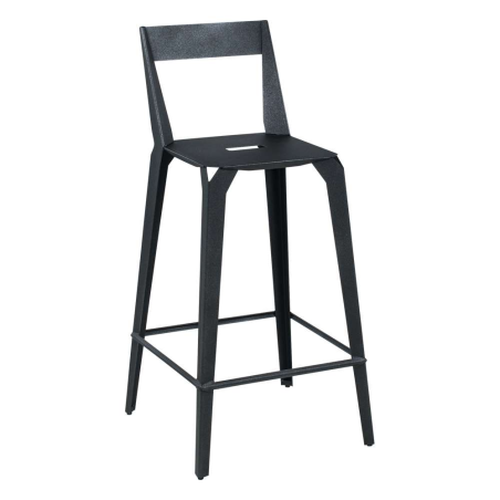 Tabouret snack industriel français en métal avec dossier - Valence