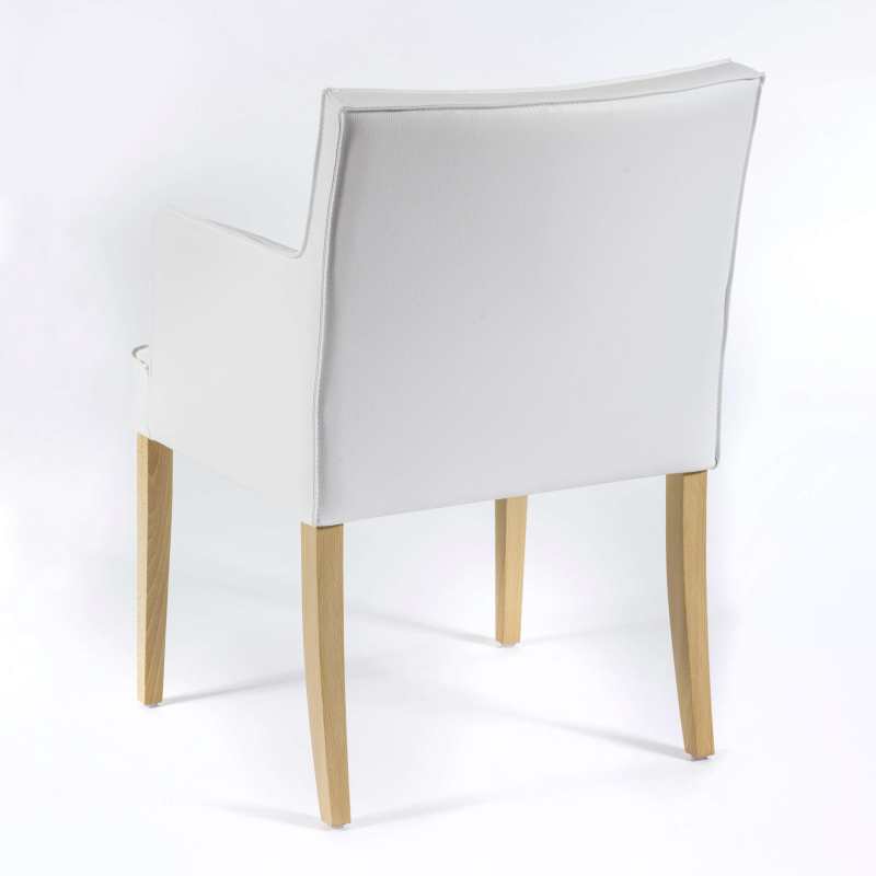 Fauteuil  blanc rembourré en synthétique pieds en bois - Diem