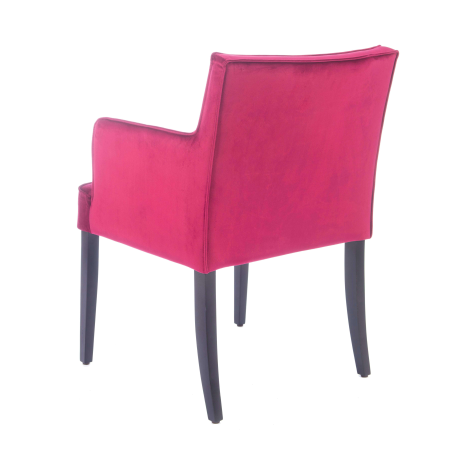 Fauteuil contemporain rembourré en tissu fuchsia et pieds en bois - Diem