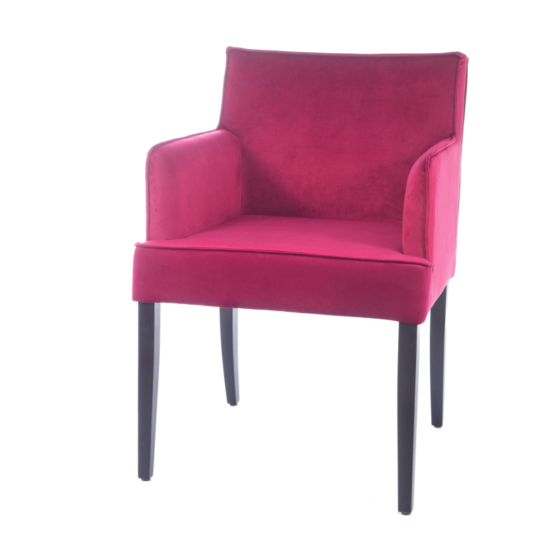 Fauteuil contemporain rembourré en tissu rose et pieds en bois - Diem