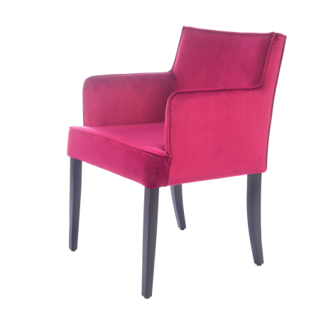 Fauteuil rose rembourré en tissu et pieds en bois - Diem