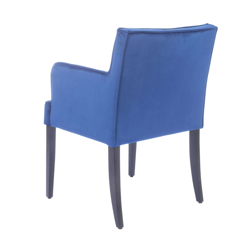 Fauteuil bleu rembourré en tissu et pieds en bois - Diem