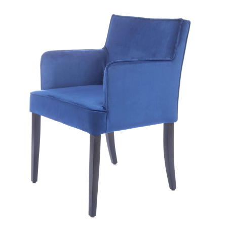 Fauteuil en tissu bleu et pieds en bois - Diem