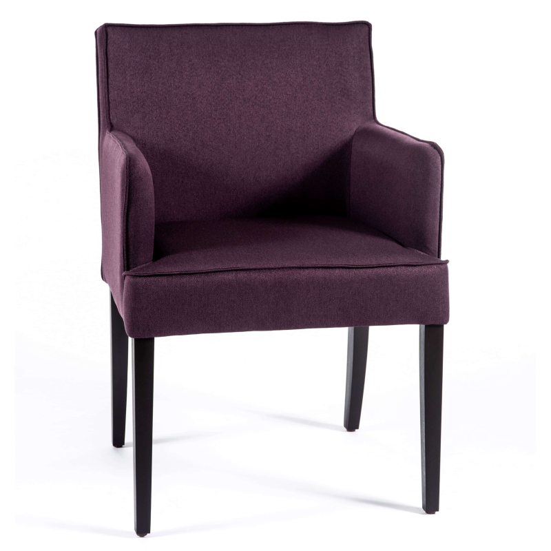 Fauteuil rembourré en tissu et pieds en bois - Diem