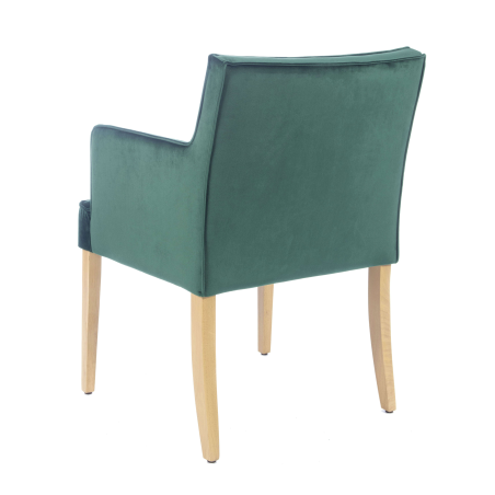 Fauteuil contemporain rembourré en tissu vert et pieds en bois - Diem