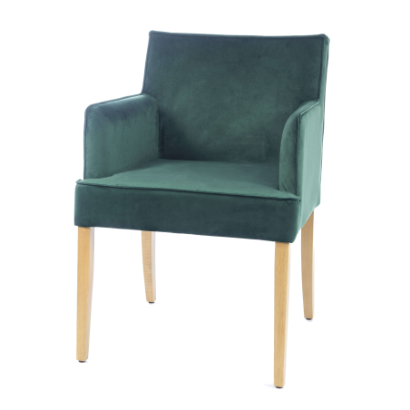 Fauteuil en tissu vert et pieds en bois - Diem