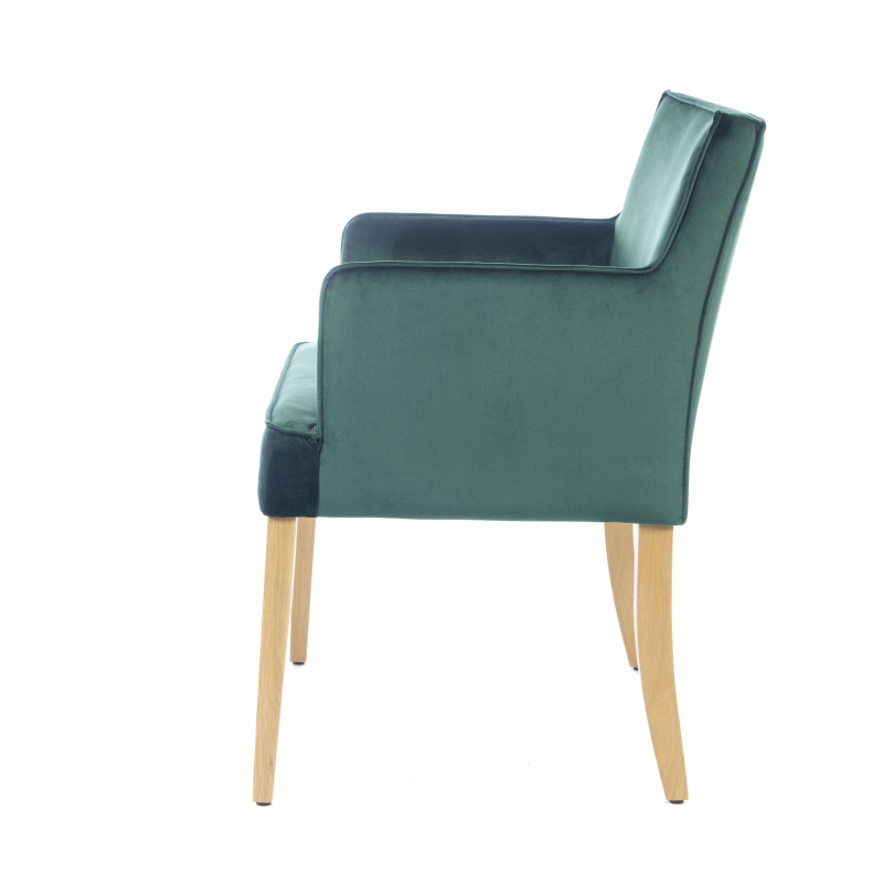 Fauteuil contemporain vert rembourré en tissu et pieds en bois - Diem