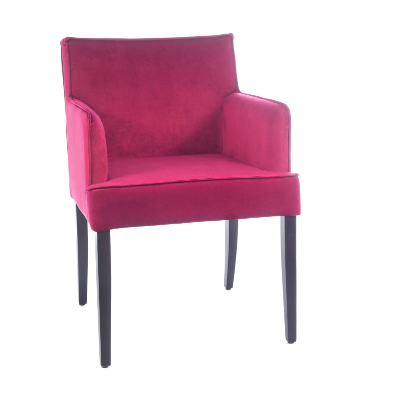 Fauteuil en tissu rose et pieds en bois - Diem