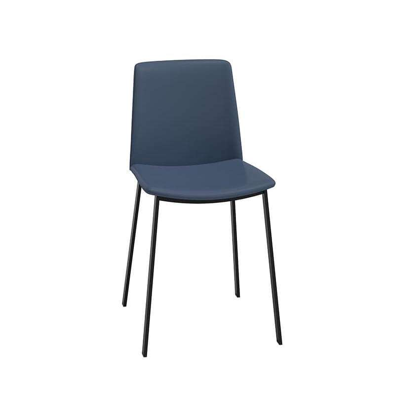 Chaise bleue rembourrée avec pieds en métal noir - Primera