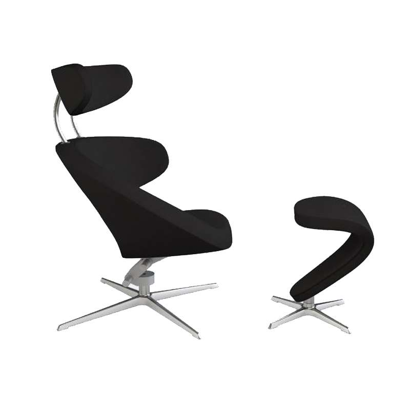 Fauteuil de relaxation tissu noir et métal chromé - Peel Varier®