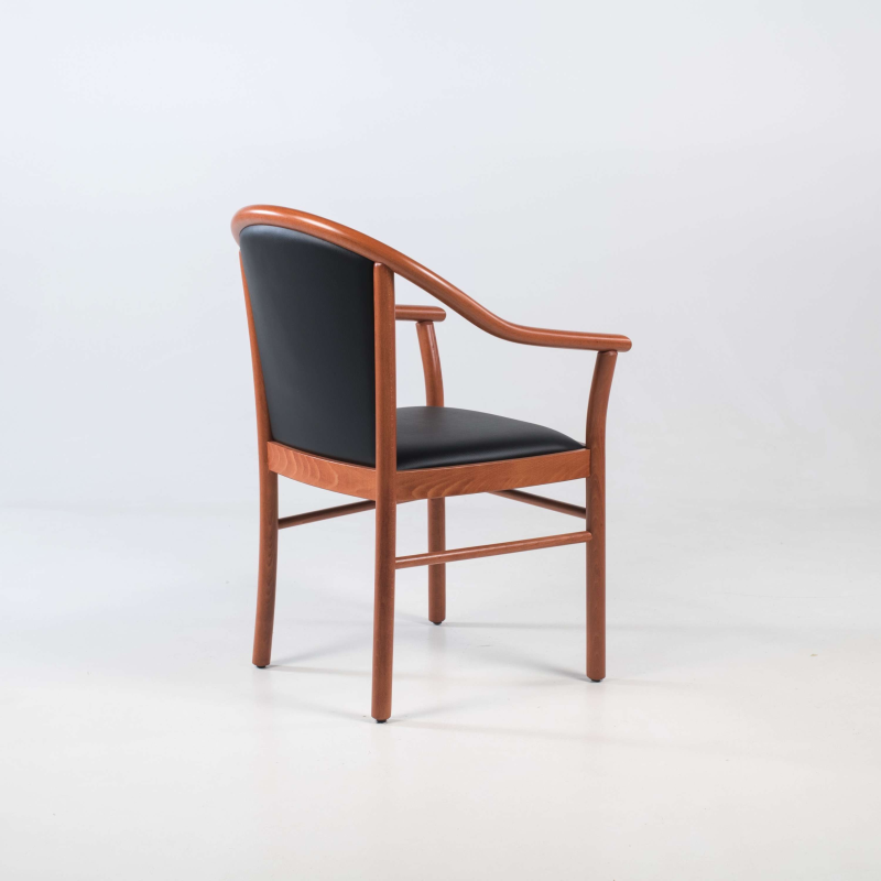 Fauteuil bridge de salon en bois moyen et revêtement noir - Manuela