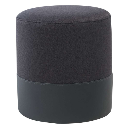 Pouf rond bicolore et bimatière anthracite - Edith