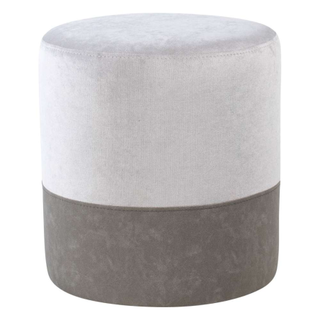 Pouf rond bicolore pour salon beige et marron - Edith