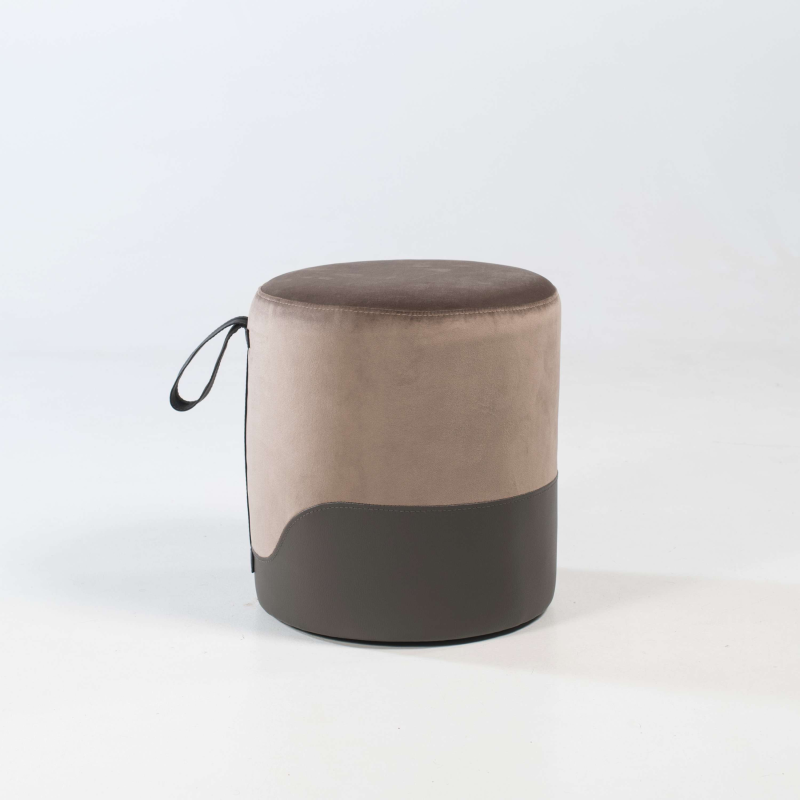 Pouf rond bicolore pour chambre - Edith
