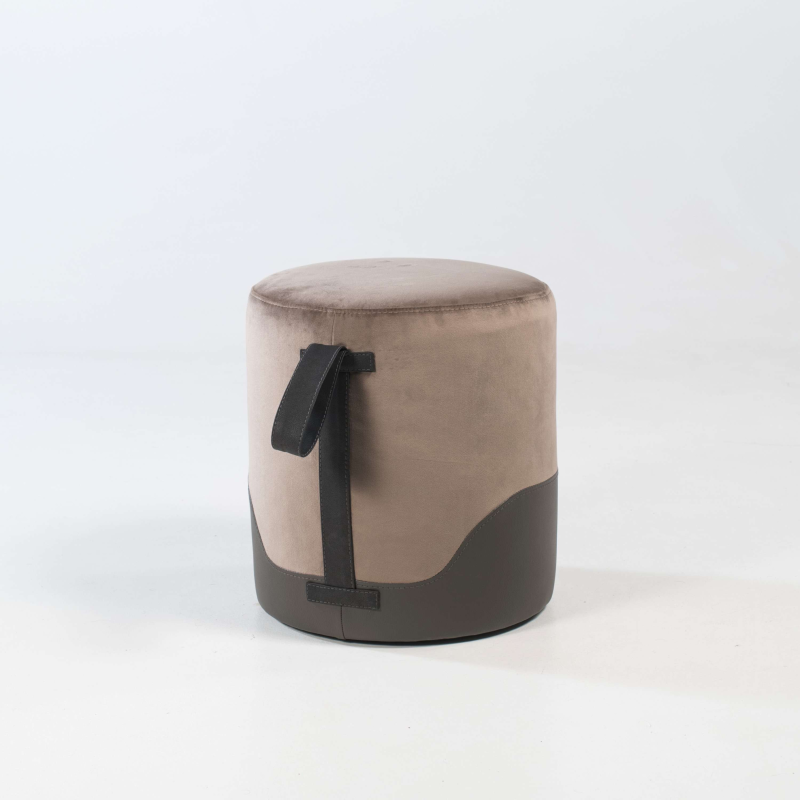 Pouf rond bicolore pour salon - Edith