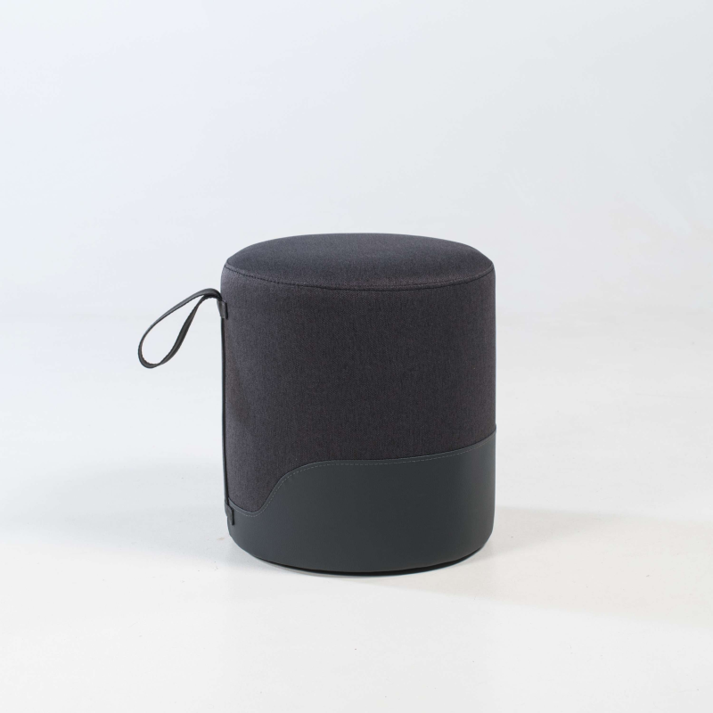 Pouf rond pour salon anthracite - Edith