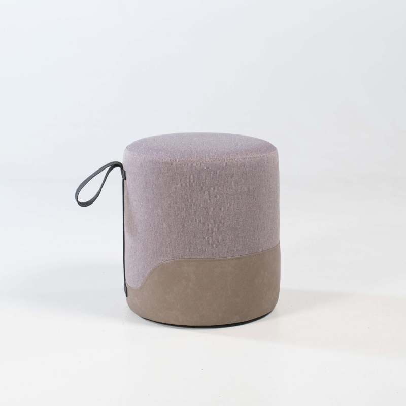Pouf bimatière forme ronde - Edith