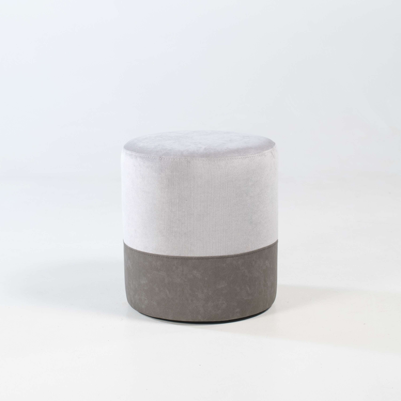 Pouf forme ronde gris - Edith