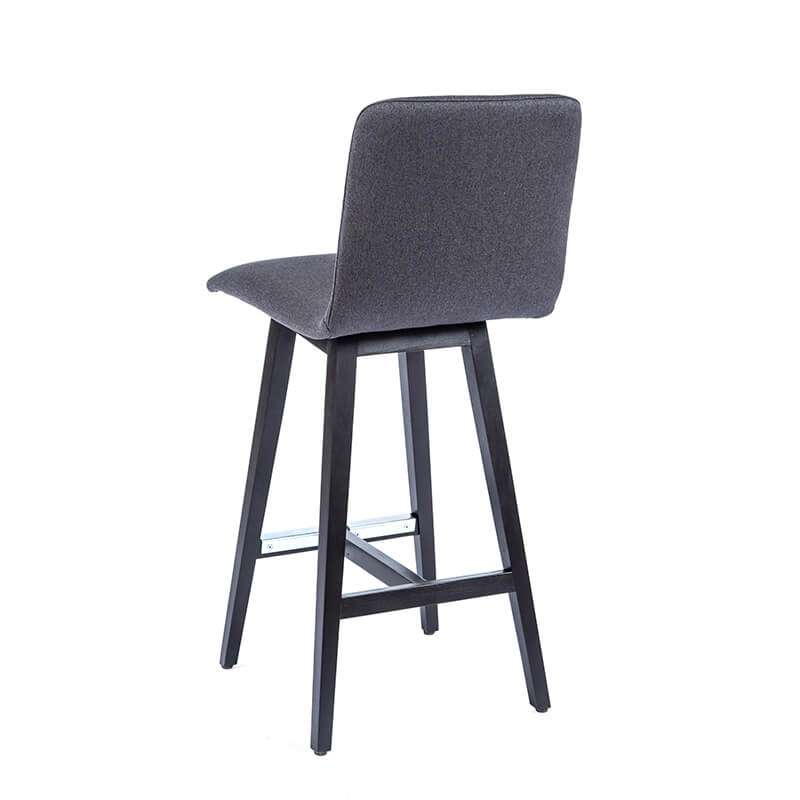 Tabouret haut scandinave en tissu gris et pieds bois noir - Plaza