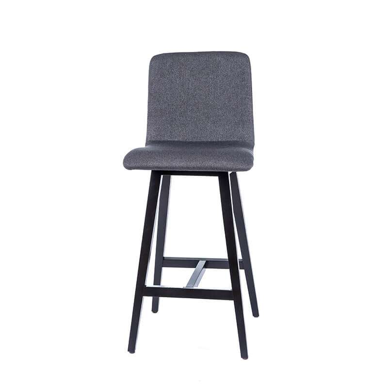 Tabouret style nordique en tissu gris et pieds bois noir - Plaza