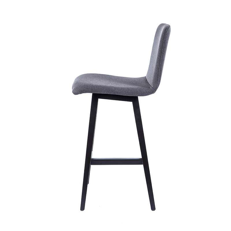 Tabouret en tissu gris et pieds bois noir - Plaza