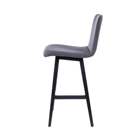 Tabouret en tissu gris et pieds bois noir - Plaza