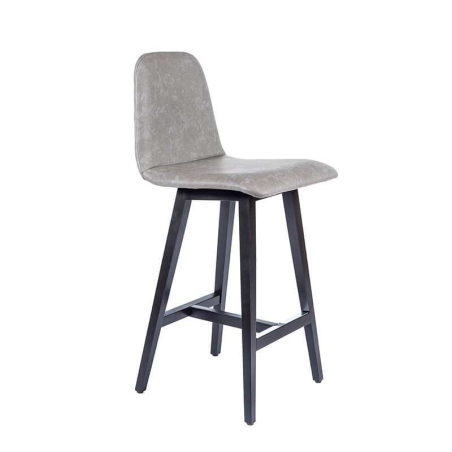 Tabouret 65 cm scandinave gris avec pieds en bois noir - Pandora