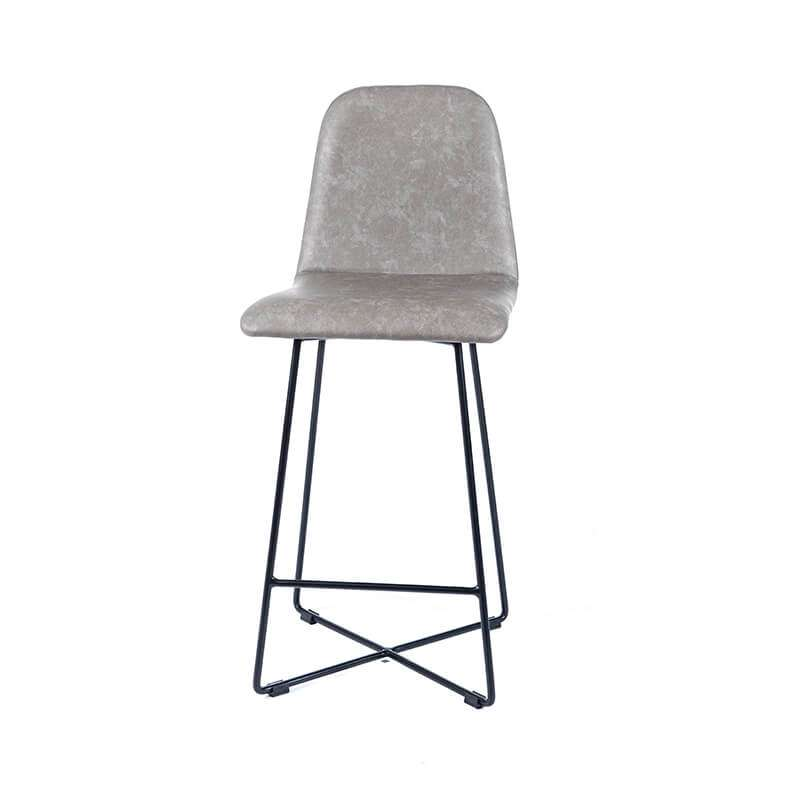 Tabouret snack gris et pieds en métal noir - Pandora