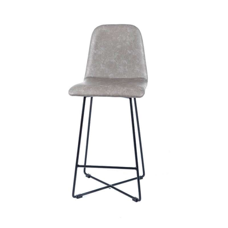 Tabouret snack gris et pieds en métal noir - Pandora