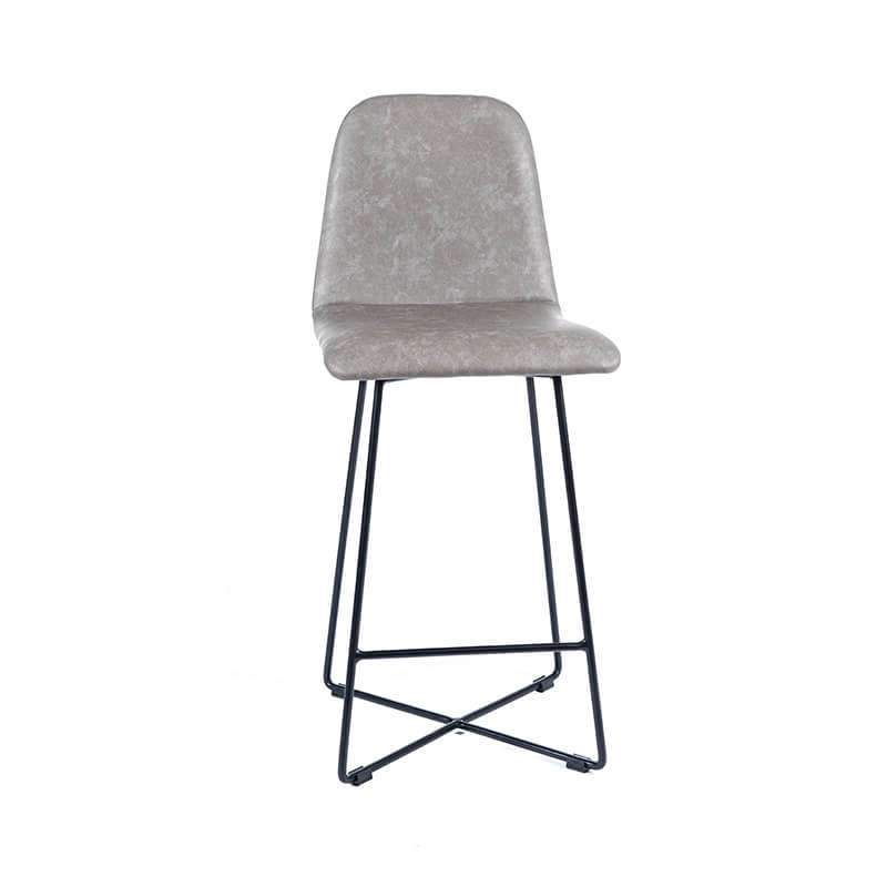 Tabouret gris et pieds en métal noir - Pandora