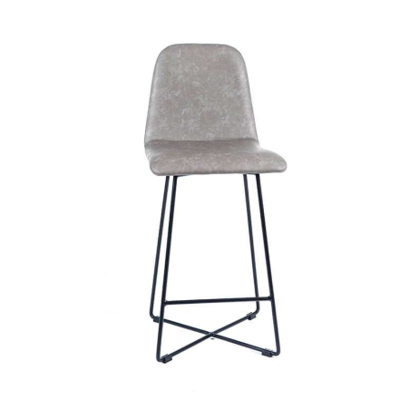Tabouret gris et pieds en métal noir - Pandora
