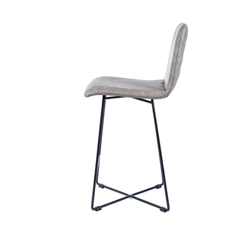 Tabouret haut scandinave gris et pieds en métal noir - Pandora