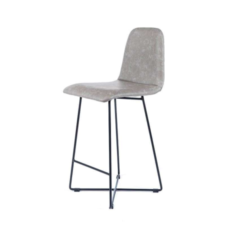 Tabouret haut scandinave gris et pieds en métal noir - Pandora