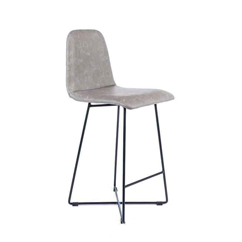 Tabouret snack scandinave gris et pieds en métal noir - Pandora