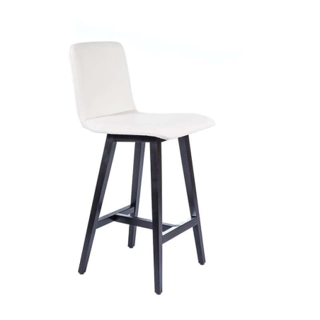 Tabouret scandinave blanc avec pieds en bois noir - Plaza