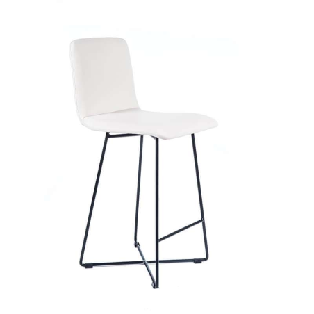 Tabouret snack scandinave blanc avec pieds en métal noir - Plaza