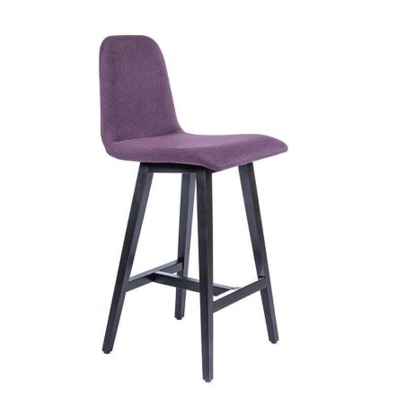 Tabouret snack pieds en bois noir et tissu violet - Pandora