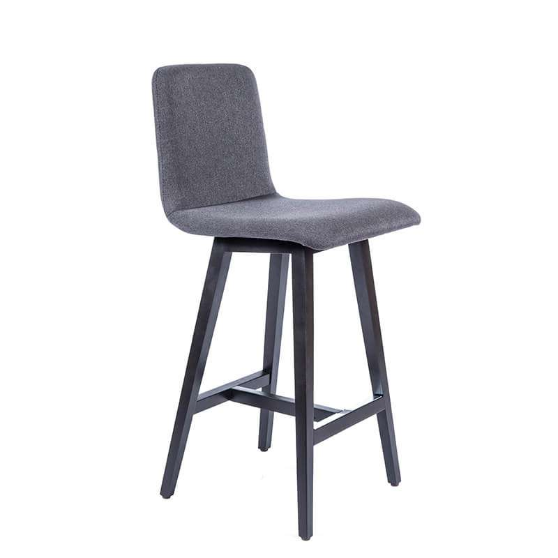 Tabouret style scandinave en tissu gris et pieds bois noir - Plaza