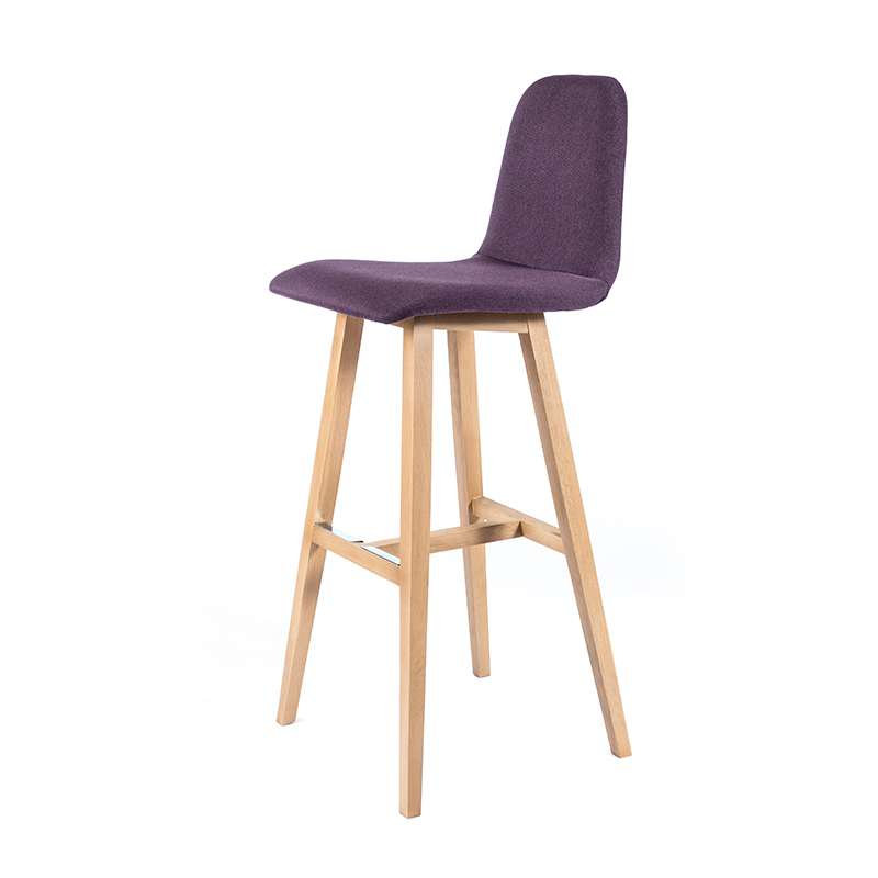 Tabouret de bar scandinave tissu avec pieds bois - Pandora