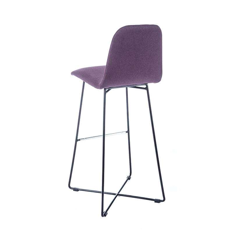 Tabouret haut en tissu violet avec pieds filaires en métal noir - Pandora