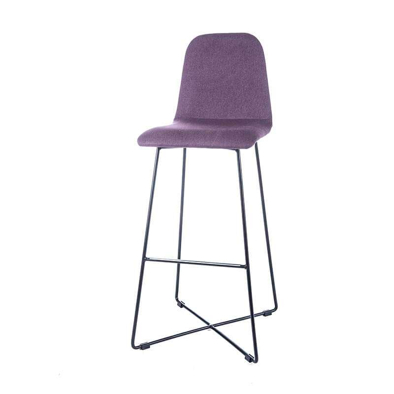Tabouret hauteur 80 cm en tissu violet avec pieds filaires en métal noir - Pandora