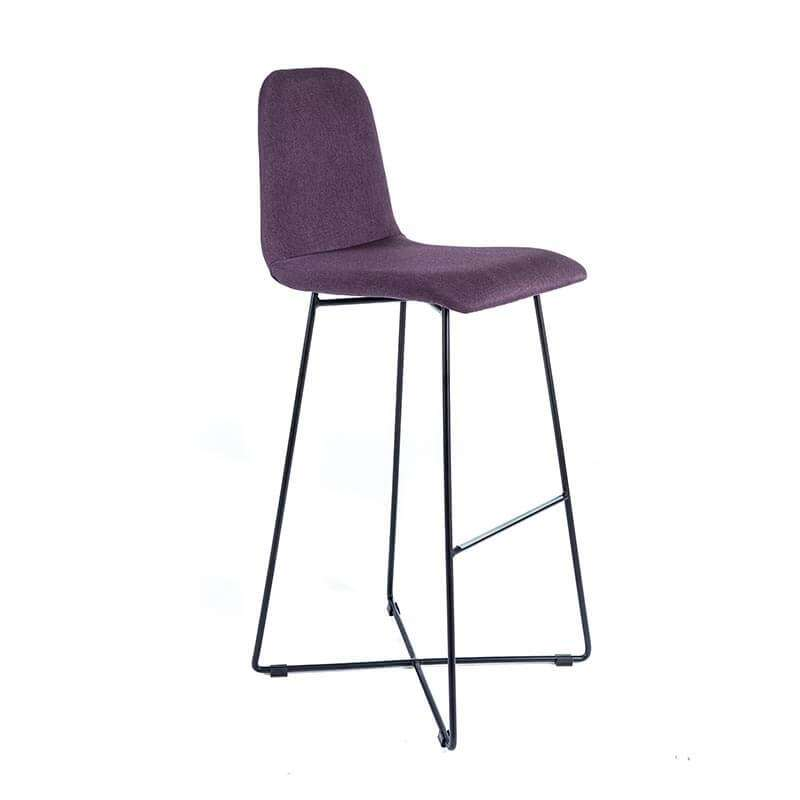 Tabouret de bar en tissu violet avec pieds filaires en métal noir - Pandora
