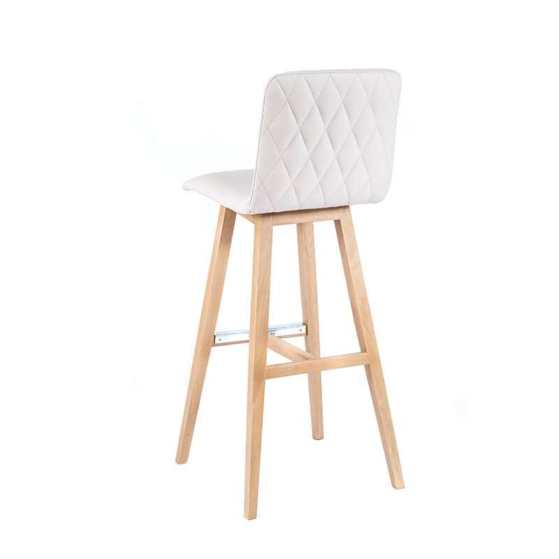 Tabouret hauteur 80 cm scandinave blanc avec pieds en bois naturel - Plaza