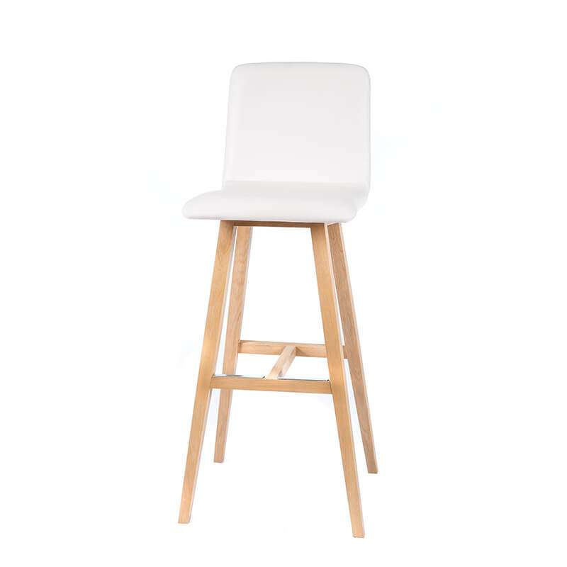 Tabouret scandinave blanc avec pieds en bois naturel - Plaza